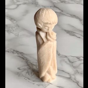 Little Boy Holding Rose Stone Carving